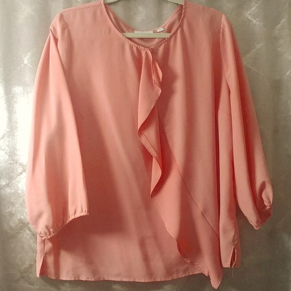 Coral Ruffle Dress Top